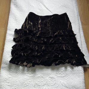 Ann Taylor Loft women brown color velvet ruffle skirt